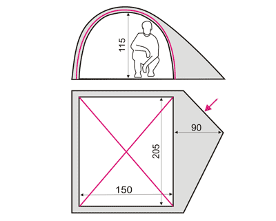 Схематический чертеж палатки Alfa 2