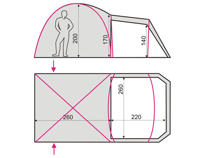 Схематический чертеж палатки Grand 5