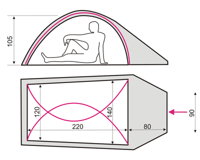 Схематический чертеж палатки MaxLite 2 Alu