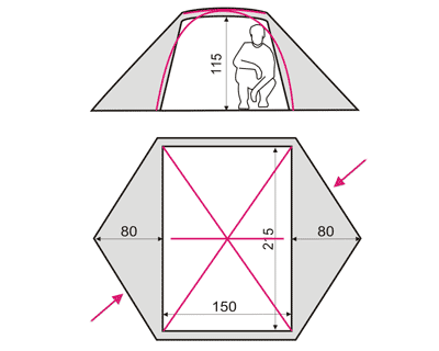 Схематический чертеж палатки Omega 2