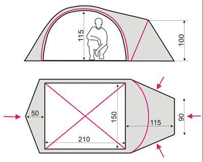 Схематический чертеж палатки Zeta 2